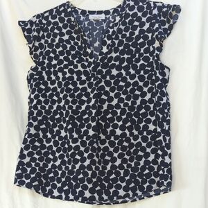 Calvin Klein Navy and White spotted blouse